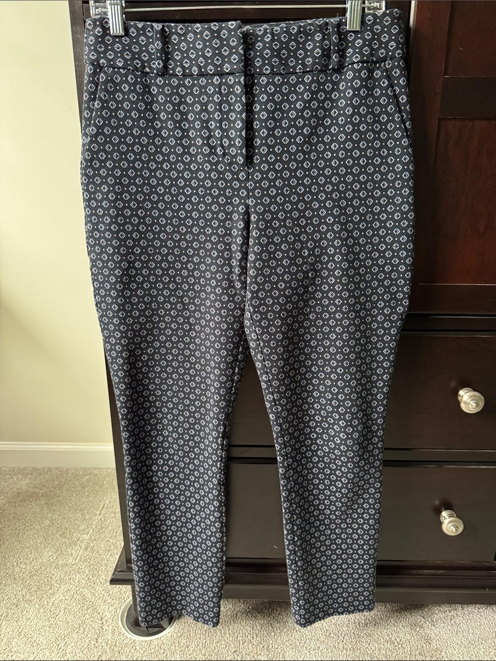 LOFT Navy Geometric Print Dress Pants
